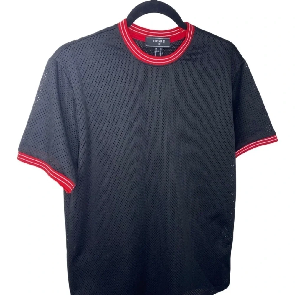 Forever 21 Men Jersey-like shirt - Black/Red/White - XS - Picture 2 of 8